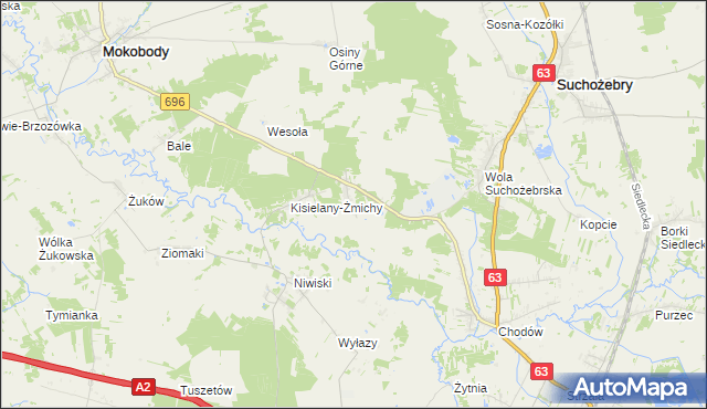 mapa Kisielany-Kuce, Kisielany-Kuce na mapie Targeo