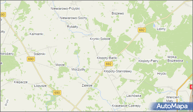 mapa Kłopoty-Bańki, Kłopoty-Bańki na mapie Targeo