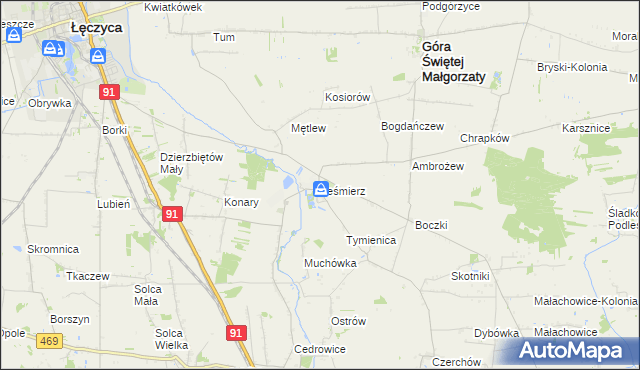mapa Leśmierz, Leśmierz na mapie Targeo