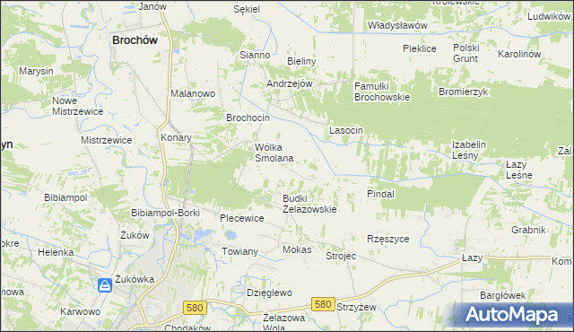 mapa Olszowiec gmina Brochów, Olszowiec gmina Brochów na mapie Targeo