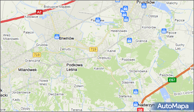 mapa Otrębusy, Otrębusy na mapie Targeo