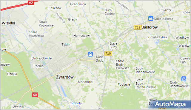 mapa Sade Budy, Sade Budy na mapie Targeo