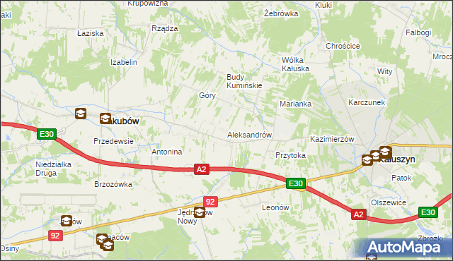 mapa Aleksandrów gmina Jakubów, Aleksandrów gmina Jakubów na mapie Targeo