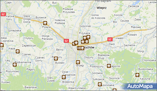 mapa Andrychów, Andrychów na mapie Targeo