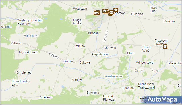 mapa Augustynów gmina Zagórów, Augustynów gmina Zagórów na mapie Targeo