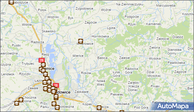 mapa Babica gmina Wadowice, Babica gmina Wadowice na mapie Targeo