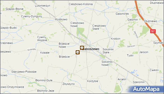 mapa Baboszewo, Baboszewo na mapie Targeo