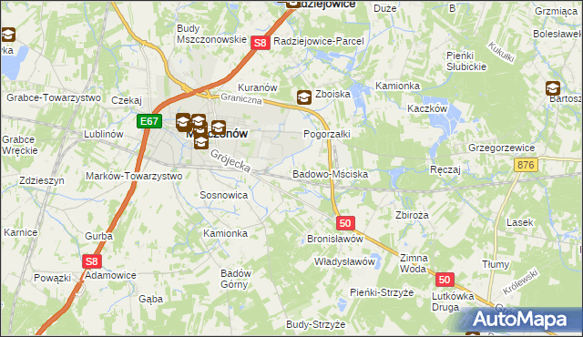 mapa Badowo-Mściska, Badowo-Mściska na mapie Targeo