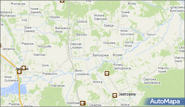 mapa Bartodzieje gmina Jastrzębia, Bartodzieje gmina Jastrzębia na mapie Targeo
