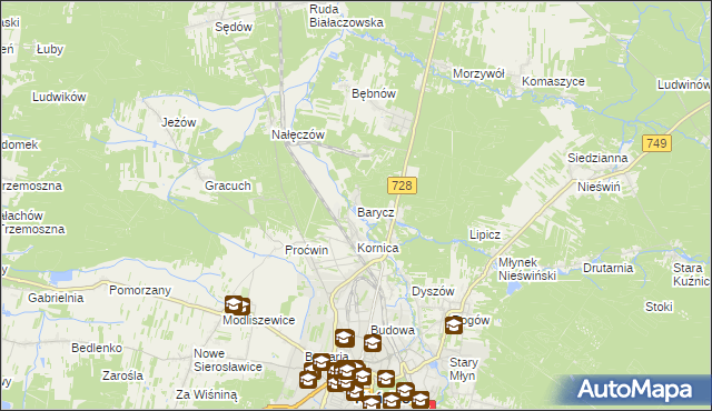 mapa Barycz gmina Końskie, Barycz gmina Końskie na mapie Targeo