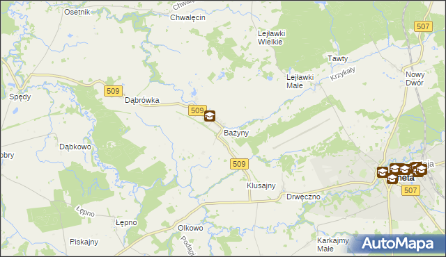 mapa Bażyny, Bażyny na mapie Targeo