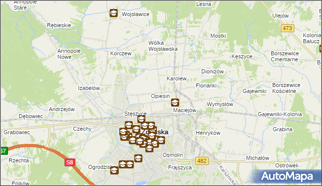 mapa Beniaminów gmina Zduńska Wola, Beniaminów gmina Zduńska Wola na mapie Targeo
