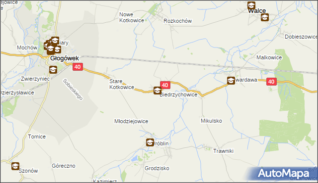 mapa Biedrzychowice gmina Głogówek, Biedrzychowice gmina Głogówek na mapie Targeo