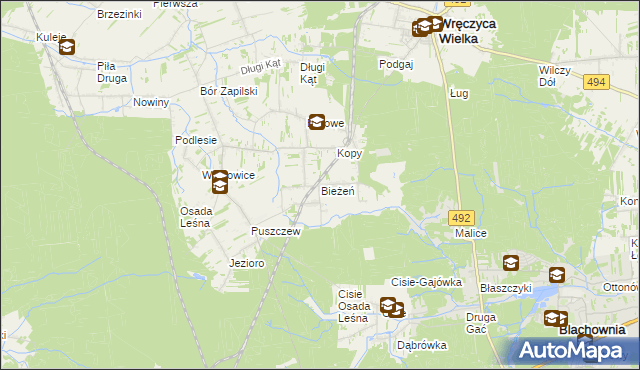 mapa Bieżeń, Bieżeń na mapie Targeo