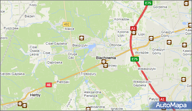 mapa Blachownia, Blachownia na mapie Targeo