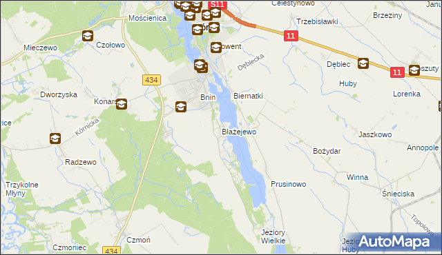 mapa Błażejewo gmina Kórnik, Błażejewo gmina Kórnik na mapie Targeo