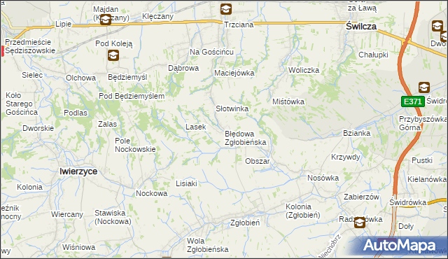 mapa Błędowa Zgłobieńska, Błędowa Zgłobieńska na mapie Targeo