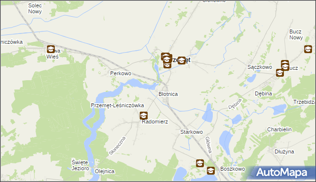 mapa Błotnica gmina Przemęt, Błotnica gmina Przemęt na mapie Targeo