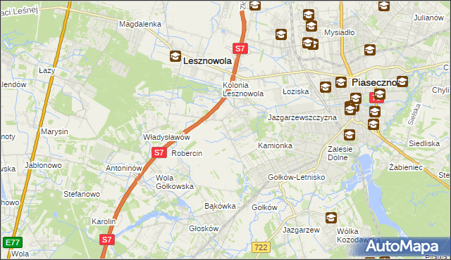 mapa Bobrowiec gmina Piaseczno, Bobrowiec gmina Piaseczno na mapie Targeo