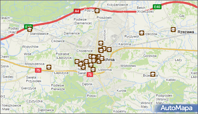mapa Bochni, Bochnia na mapie Targeo