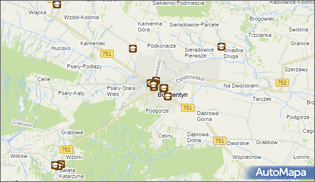 mapa Bodzentyn, Bodzentyn na mapie Targeo