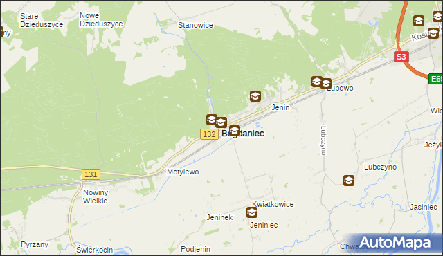 mapa Bogdaniec powiat gorzowski, Bogdaniec powiat gorzowski na mapie Targeo