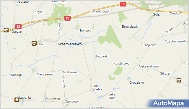 mapa Bogdanki gmina Poniec, Bogdanki gmina Poniec na mapie Targeo