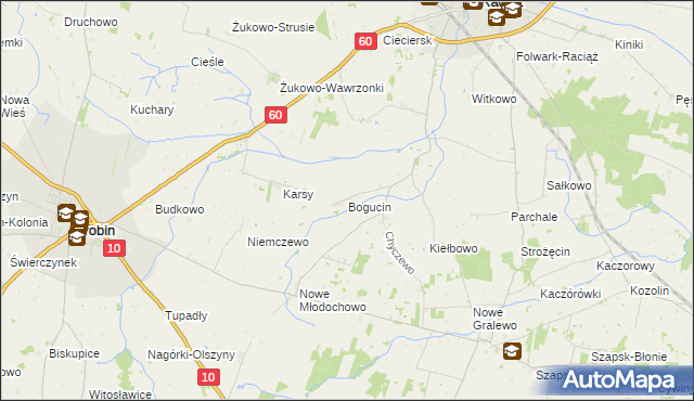 mapa Bogucin gmina Raciąż, Bogucin gmina Raciąż na mapie Targeo