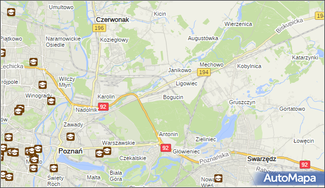 mapa Bogucin gmina Swarzędz, Bogucin gmina Swarzędz na mapie Targeo