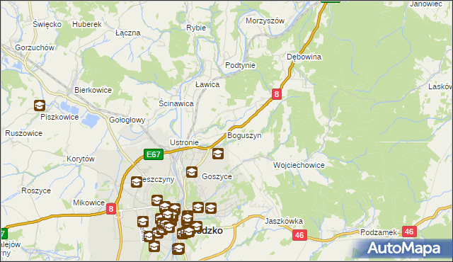 mapa Boguszyn gmina Kłodzko, Boguszyn gmina Kłodzko na mapie Targeo