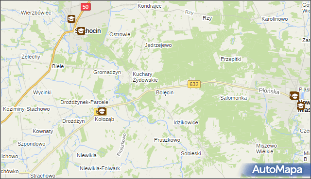 mapa Bolęcin gmina Sochocin, Bolęcin gmina Sochocin na mapie Targeo