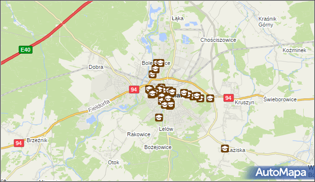mapa Bolesławca, Bolesławiec na mapie Targeo