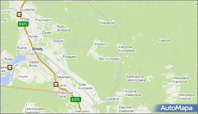 mapa Bór Kunowski, Bór Kunowski na mapie Targeo