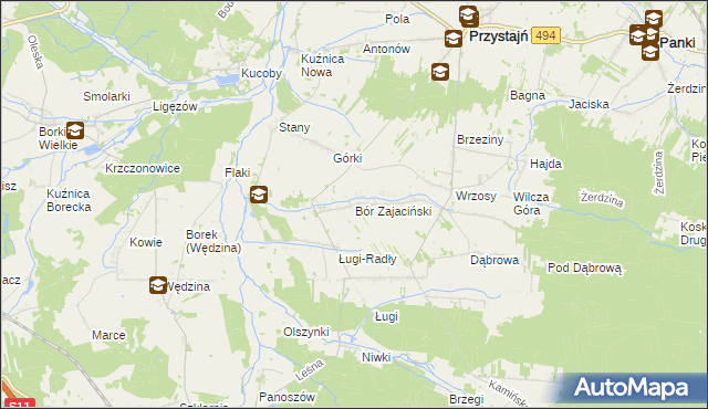 mapa Bór Zajaciński, Bór Zajaciński na mapie Targeo