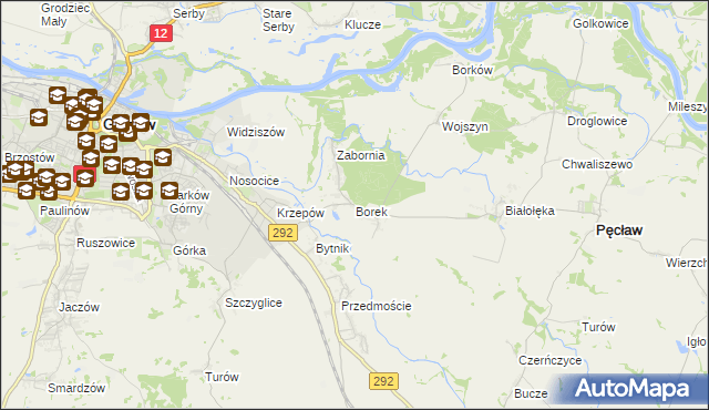 mapa Borek gmina Głogów, Borek gmina Głogów na mapie Targeo