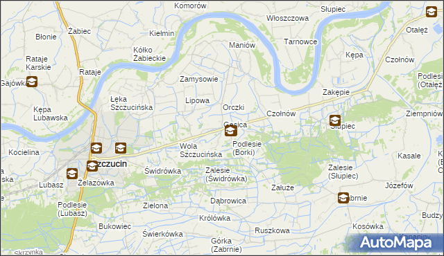 mapa Borki gmina Szczucin, Borki gmina Szczucin na mapie Targeo