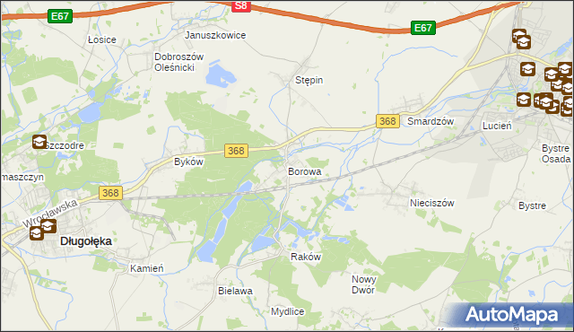 mapa Borowa gmina Długołęka, Borowa gmina Długołęka na mapie Targeo
