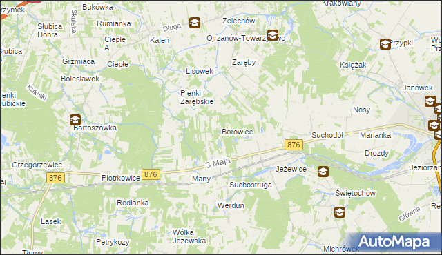 mapa Borowiec gmina Tarczyn, Borowiec gmina Tarczyn na mapie Targeo