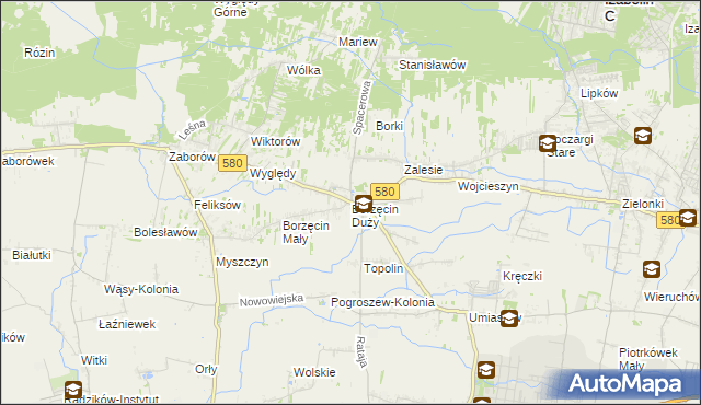 mapa Borzęcin Duży, Borzęcin Duży na mapie Targeo