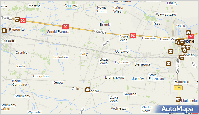 mapa Boża Wola gmina Baranów, Boża Wola gmina Baranów na mapie Targeo