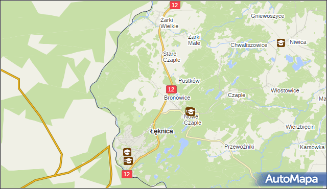 mapa Bronowice gmina Trzebiel, Bronowice gmina Trzebiel na mapie Targeo