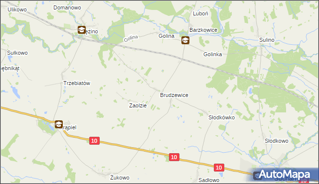 mapa Brudzewice gmina Suchań, Brudzewice gmina Suchań na mapie Targeo