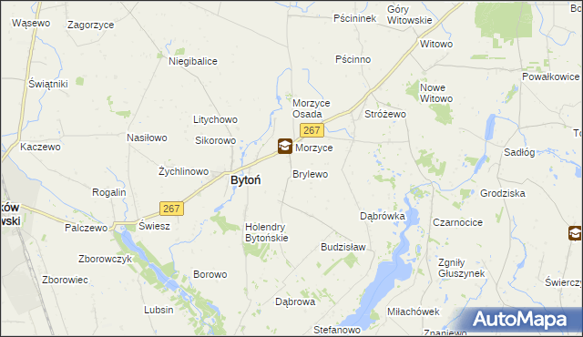 mapa Brylewo gmina Bytoń, Brylewo gmina Bytoń na mapie Targeo