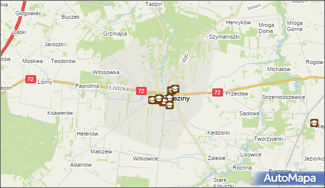 mapa Brzeziny, Brzeziny na mapie Targeo