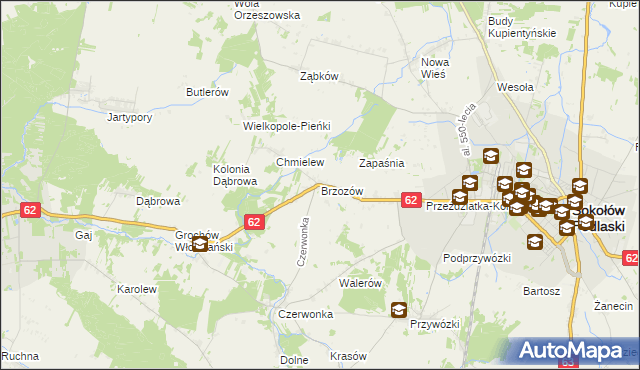 mapa Brzozów gmina Sokołów Podlaski, Brzozów gmina Sokołów Podlaski na mapie Targeo