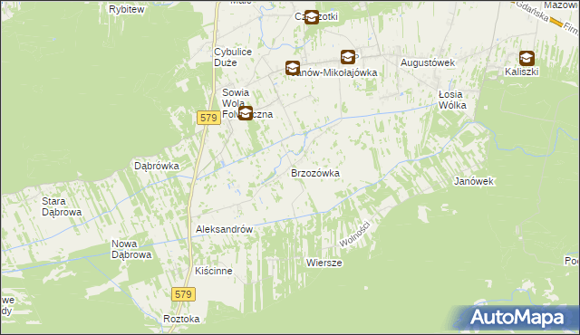 mapa Brzozówka gmina Czosnów, Brzozówka gmina Czosnów na mapie Targeo