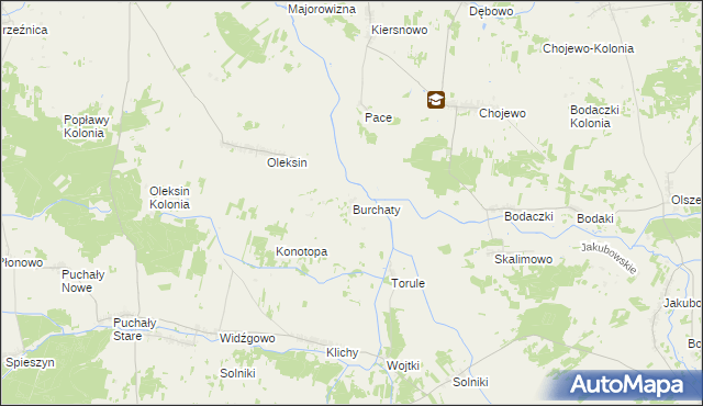 mapa Burchaty, Burchaty na mapie Targeo