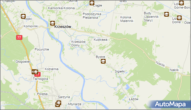 mapa Bystre gmina Krzeszów, Bystre gmina Krzeszów na mapie Targeo