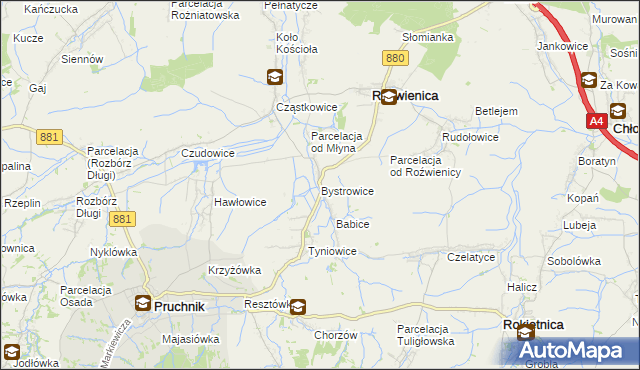 mapa Bystrowice, Bystrowice na mapie Targeo