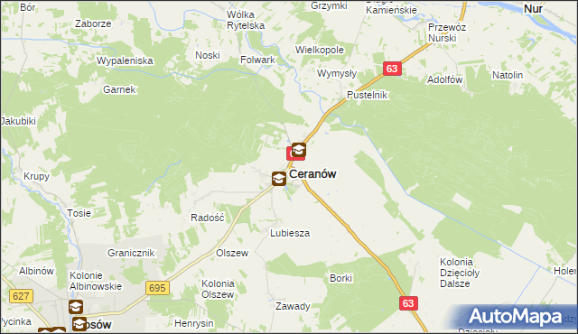 mapa Ceranów, Ceranów na mapie Targeo